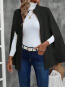 Blusa Elegante Negra con Abertura y Manga Larga