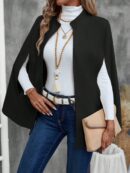 Blusa Elegante Negra con Abertura y Manga Larga