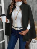 Blusa Elegante Negra con Abertura y Manga Larga