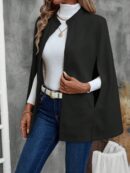 Blusa Elegante Negra con Abertura y Manga Larga