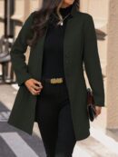 Chaqueta de Lana con Cuello Alto y Entallada para Mujer