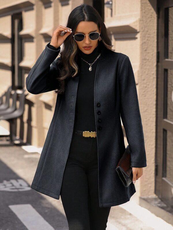 Chaqueta de Lana con Cuello Alto y Entallada para Mujer - Image 42