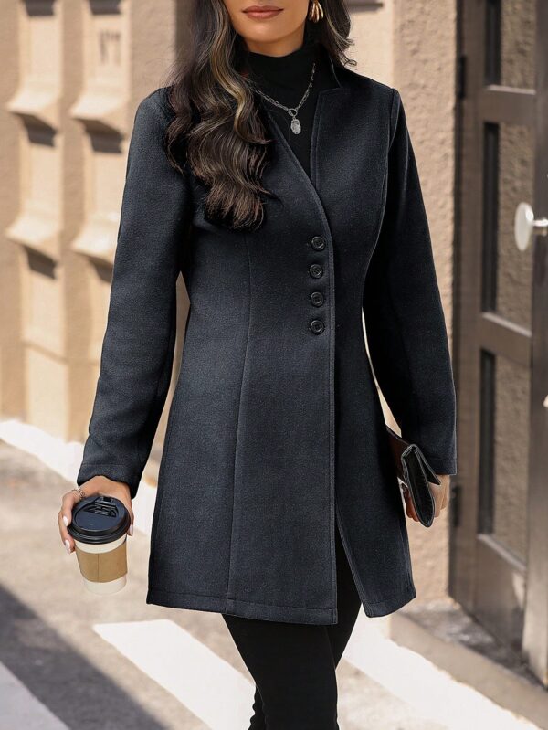 Chaqueta de Lana con Cuello Alto y Entallada para Mujer - Image 43