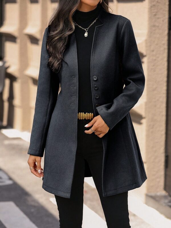 Chaqueta de Lana con Cuello Alto y Entallada para Mujer - Image 45