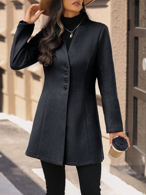 Chaqueta de Lana con Cuello Alto y Entallada para Mujer - Image 46