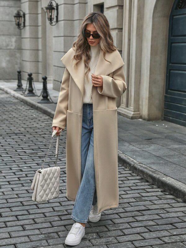 Abrigo Largo Grueso para Mujer, Color Sólido, Ideal para Oficina y Trabajo en Otoño/Invierno - Image 19
