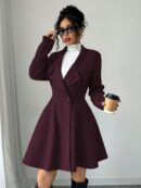 Abrigo Elegante de Cuello Alto y Manga Larga en Tweed