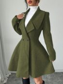 Abrigo Elegante de Cuello Alto y Manga Larga en Tweed