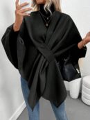 Chaqueta Capa Casual de Color Sólido para Otoño e Invierno