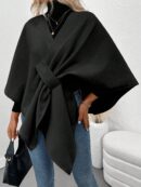 Chaqueta Capa Casual de Color Sólido para Otoño e Invierno