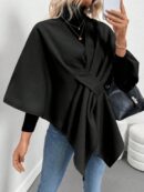 Chaqueta Capa Casual de Color Sólido para Otoño e Invierno