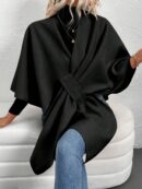 Chaqueta Capa Casual de Color Sólido para Otoño e Invierno