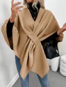 Chaqueta Capa Casual de Color Sólido para Otoño e Invierno