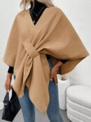 Chaqueta Capa Casual de Color Sólido para Otoño e Invierno
