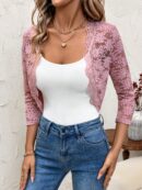 Chaqueta Corta de Encaje con Ribete Escalopado