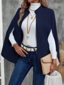 Blusa Elegante Negra con Abertura y Manga Larga
