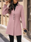 Chaqueta de Lana Casual para Vacaciones con Cuello Mini