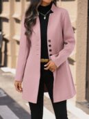 Chaqueta de Lana Casual para Vacaciones con Cuello Mini