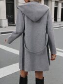 Chaqueta Tejida de Manga Larga y Capucha para Mujer