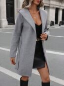 Chaqueta Tejida de Manga Larga y Capucha para Mujer