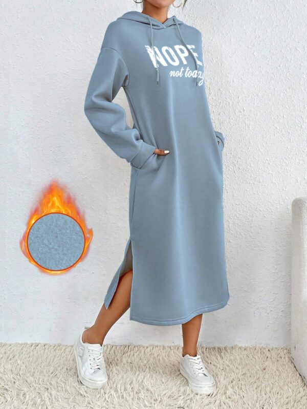 Vestido Sudadera con Capucha y Estampado de Letras - Image 60