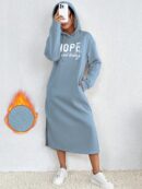 Vestido Sudadera con Capucha y Estampado de Letras