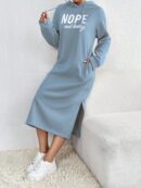 Vestido Sudadera con Capucha y Estampado de Letras