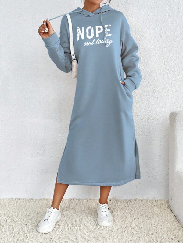 Vestido Sudadera con Capucha y Estampado de Letras - Image 64