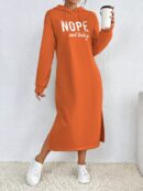 Vestido Sudadera con Capucha y Estampado de Letras