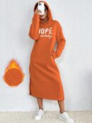 Vestido Sudadera con Capucha y Estampado de Letras