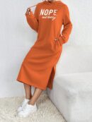 Vestido Sudadera con Capucha y Estampado de Letras