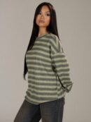 Sweater a Rayas Oversize Cuello Redondo al Estilo Y2k 90's