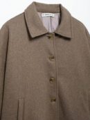 Chaqueta de Lana Casual con Botones Frontales y Hombros Caídos