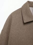 Chaqueta de Lana Casual con Botones Frontales y Hombros Caídos