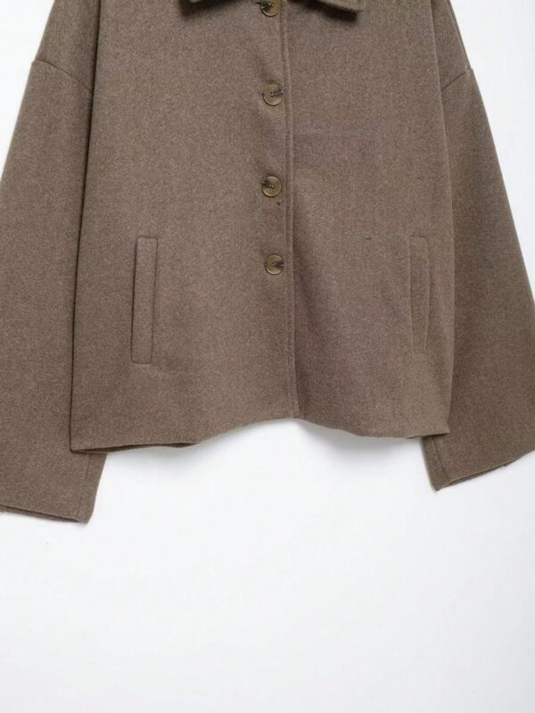 Chaqueta de Lana Casual con Botones Frontales y Hombros Caídos - Image 7