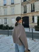 Chaqueta de Lana Casual con Botones Frontales y Hombros Caídos