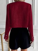Chaqueta Tweed Color Sólido para Uso Diario