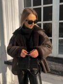 Abrigo de Lana de Oveja y Gamuza para Otoño e Invierno