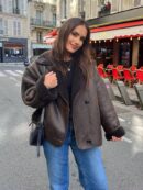 Abrigo de Lana de Oveja y Gamuza para Otoño e Invierno