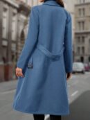 Sobretodo Elegante de Color Sólido con Botones Dobles y Cinturón