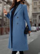 Sobretodo Elegante de Color Sólido con Botones Dobles y Cinturón