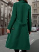 Sobretodo Elegante de Color Sólido con Botones Dobles y Cinturón