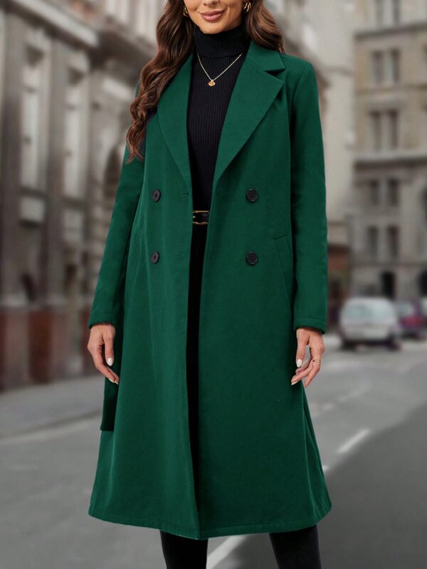 Sobretodo Elegante de Color Sólido con Botones Dobles y Cinturón - Image 27