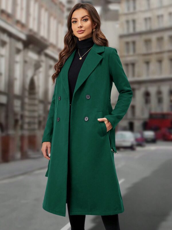 Sobretodo Elegante de Color Sólido con Botones Dobles y Cinturón - Image 28