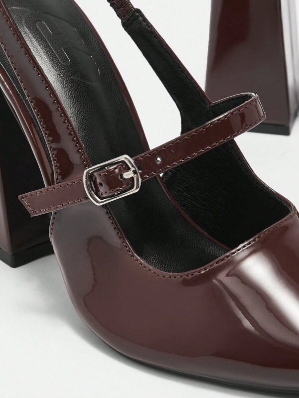 Zapatos de Tacón Grueso en Rojo Vino con Correa en el Tobillo - Image 83