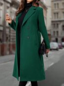 Sobretodo Elegante de Color Sólido con Botones Dobles y Cinturón