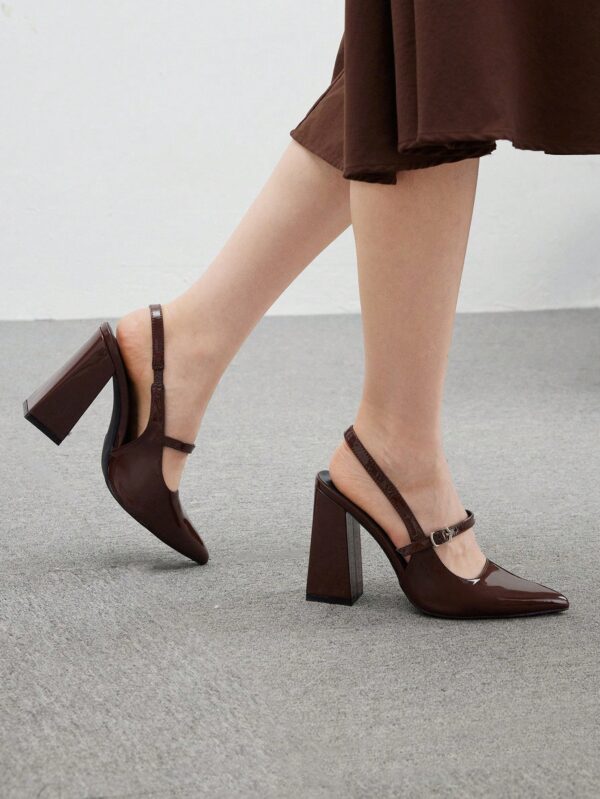 Zapatos de Tacón Grueso en Rojo Vino con Correa en el Tobillo - Image 81