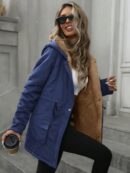 Abrigo Acolchado Casual con Capucha y Cintura Ajustable