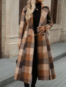 Sobretodo Casual a Cuadros con Cuello Solapa y Doble Botonadura