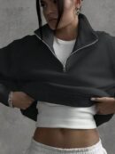 Sudadera Casual de Cuello Alto con Cierre y Manga Larga